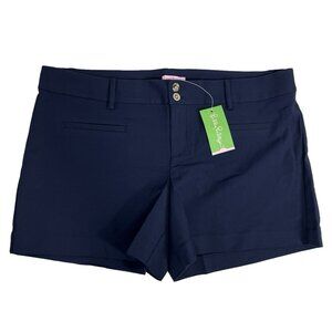 Lilly Pulitzer Joette Stretch Dinner Shorts Size 14 Midnight Navy NWT